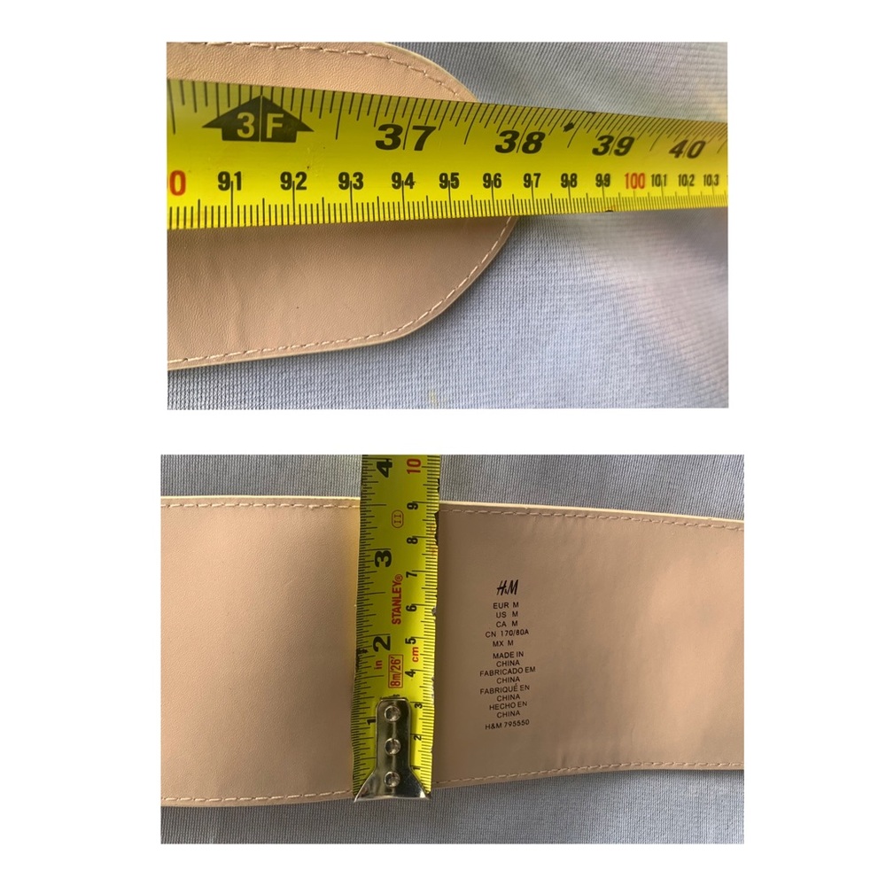 ⭐️ 90’s ⭐️ WIDE Laser Cut BELT H&M Gold & Cream EUC - Picture 8 of 11